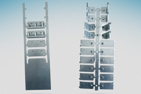 due esempi di pezzi creati con stampi per lamiera su misura