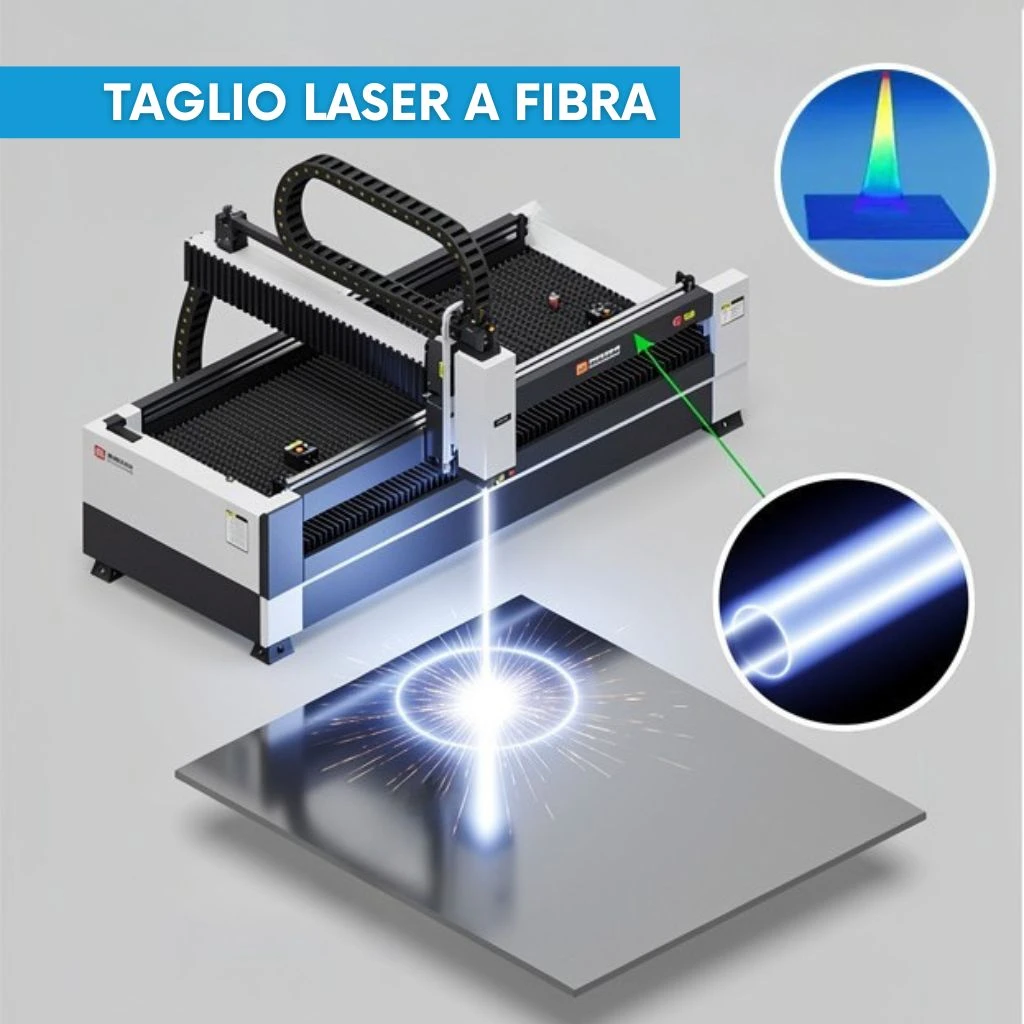Taglio laser del metallo con tecnologia laser fibra